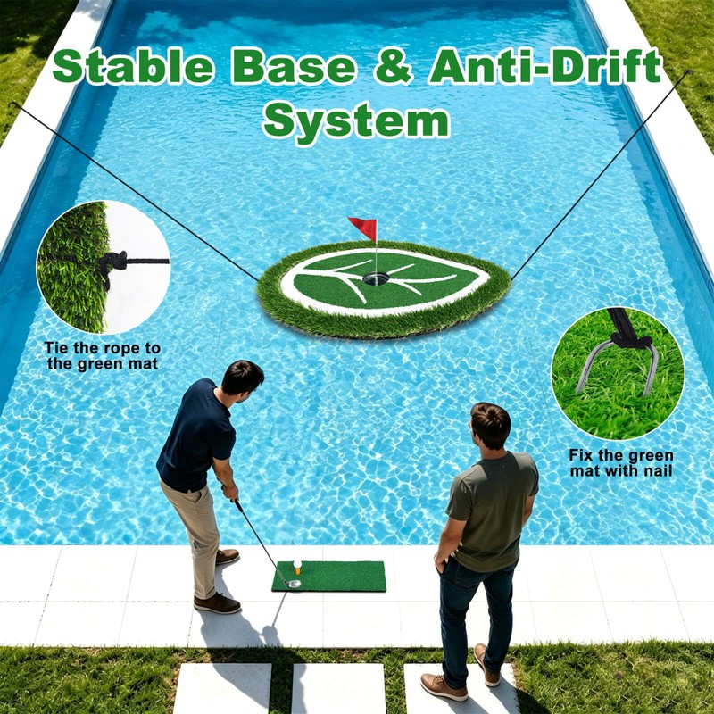 Chriiena Floating Golf Green for Pool, No Drifting Golf Chipping
