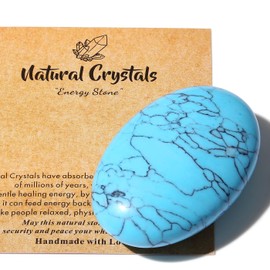 AWARDSEN 1 x 2.4 inch green turquoise gemstones, large, crystal oval healing crystal for Reiki healing, Wiccan deliveries, balancing meditation accessories