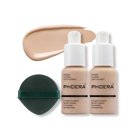 Base de maquillaje para el rostro PHOERA,Base de maquillaje naturalmente líquida,Cobertura completa,Perfecto Nuevo 30ml,Corrector de control de...    