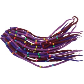 Hair Scrunchy, Scrunchie, Long Felt, Elasticated, Beaded, Extensions, Dreadlocks (Purple/Burgundy)