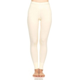100% Merino Wool Women's Midweight Base Layer Bottoms - Thermal Underwear - No Itch Renewable Fabric - Natural Cream - XX-Large