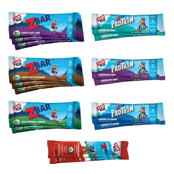 Clif Kid ZBAR, ZBAR Filled, ZBAR Protein & ZFruit - Organic Granola Bars - Variety Pack (16 Count) (Assortment/Flavors May Vary)