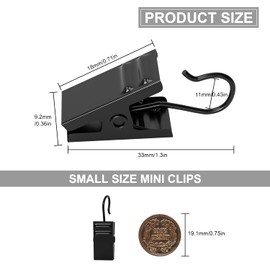 50 PCS Curtain Hooks Heavy Duty Clips with Hooks, Stainless Steel Shower Curtain Clips with Hook for Vendor Display Supplies, Home Decoration, Photos, Art Craft Display (Black)