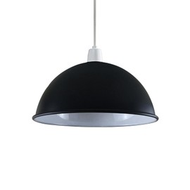 LEDSone Metal Lampshade Easy Fit Retro Industrial Ceiling Lighting Pendant Shade (Black, White Inside)