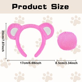Bear Ears Headband, Bear Ears Headband and Tail Set, Bear Ears Headband Party Headwear, Animal Headband Bear for Children Adults, Bear Ears Headband for Carnival Cosplay Theme Party (A)