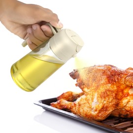 2 in 1 Spray & Pour Glass Olive Oil Dispenser Bottle for Kitchen - Oil Sprayer for Cooking, Salad Dressing , BBQ - 500ml| Non-Drip Spout | Continuous Olive/Avocado Oil Spray Bottle (Creamy White)