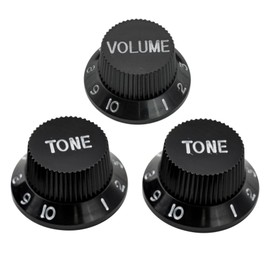 Musiclily Metric Strat Knobs 1 Volume 2 Tone Control Knobs Set for Strat Style Electric Guitar, Black