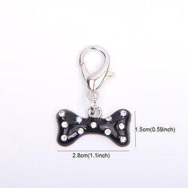 XKSRWE Bling Rhinestones Bone Charm Pendant Jewelry for Pet Dog Cat Puppy Necklace Collar Accessory (Black)
