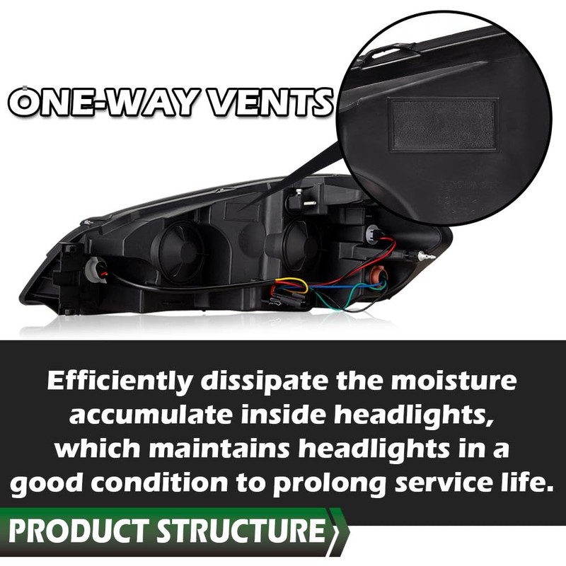 LQI LED DRL Headlight Compatible with Chevy Impala 2006-2013 /Fit