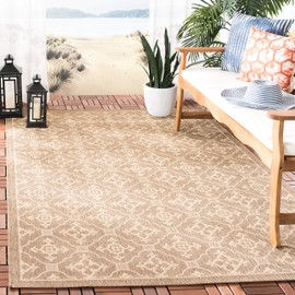 SAFAVIEH Courtyard Collection 2'7" x 5' Brown / Cream CY6564 Indoor/ Outdoor Waterproof Easy Cleaning Patio Backyard Mudroom Area Rug