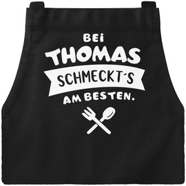 MoonWorks® Cooking Apron with (style_variation) schmeckts am besten BBQ Apron with Saying Apron Kitchen Apron Cotton, Tastes black