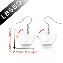 CENWA Fun Chicken Earrings Chicken Lover Gift Bird Earrings Cute Animal Pet Lover Earrings Gift for Her (Chicken Earrings CA)