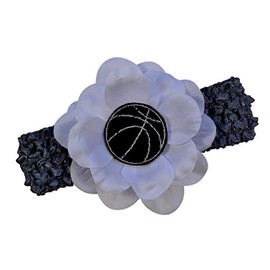 Gray and Black Baby and Toddler Embroidered Felt Basketball Team Flower Headband
