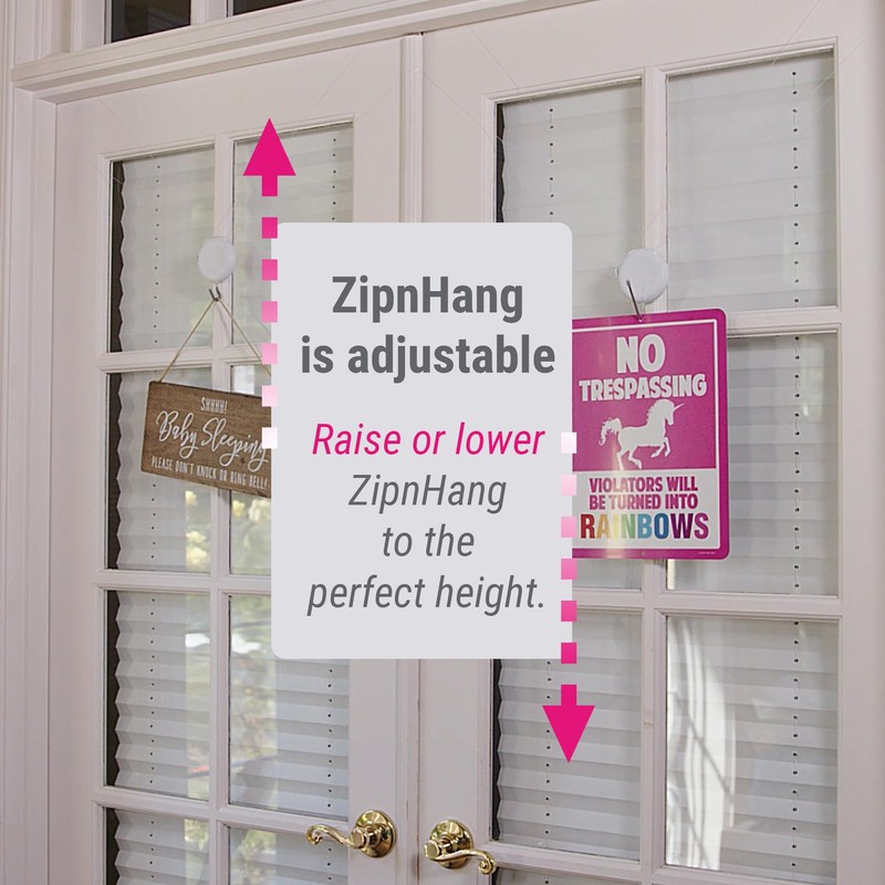 ZipnHang Xtra Wreath Hanger for Glass & Screen Doors (White