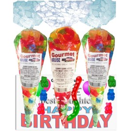 Best Daughter Happy Birthday Series 12 Flavor Bears And Large Worms Gummy Gummi (NET WT 33 OZ) (Pack of 3) In 1 Box Gourmet Kruise Signature Gift Bags