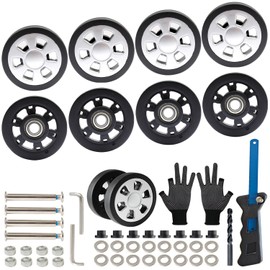 Suitcase Tire Replacement Kit, Set of 8, Luggage Spinner Twin Wheel Repair, Carry Bag Wheel Repair, DIY Replacement, 2.4 inches (60 mm), TPU Quiet Caster, Precision Bearing, Compatible with Φ6/Φ8 Axis