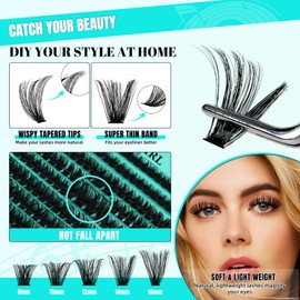 Lash Clusters kit 280 PCS Lash Extension Kit 100D, Waterproof Lash Bond and Seal, Eyelash Remover and Lash Applicator Tool for Diy Eyelash Extension Kit at Home by AMZGlRL (Blues, D-Mix8-16mm kit)