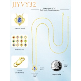 JIYVY32 Lotus Necklace Gold Chakra Yoga Lotus Pendant Necklaces for Women Wife Mother Birthstone Jewelry Gifts for Women Blue Topaz Necklace December Birthstone Necklaces