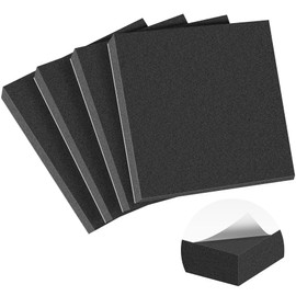 MYFAMIREA 4 PCS Adhesive Foam Padding Sheets Closed Cell Self Adhesive Sticky Foam Pads, 3/4" Thick 6'' x 6'' Neoprene Rubber Sheets Non-Slip Insulation Pads Vibration for Furniture Crafts Cars, Black
