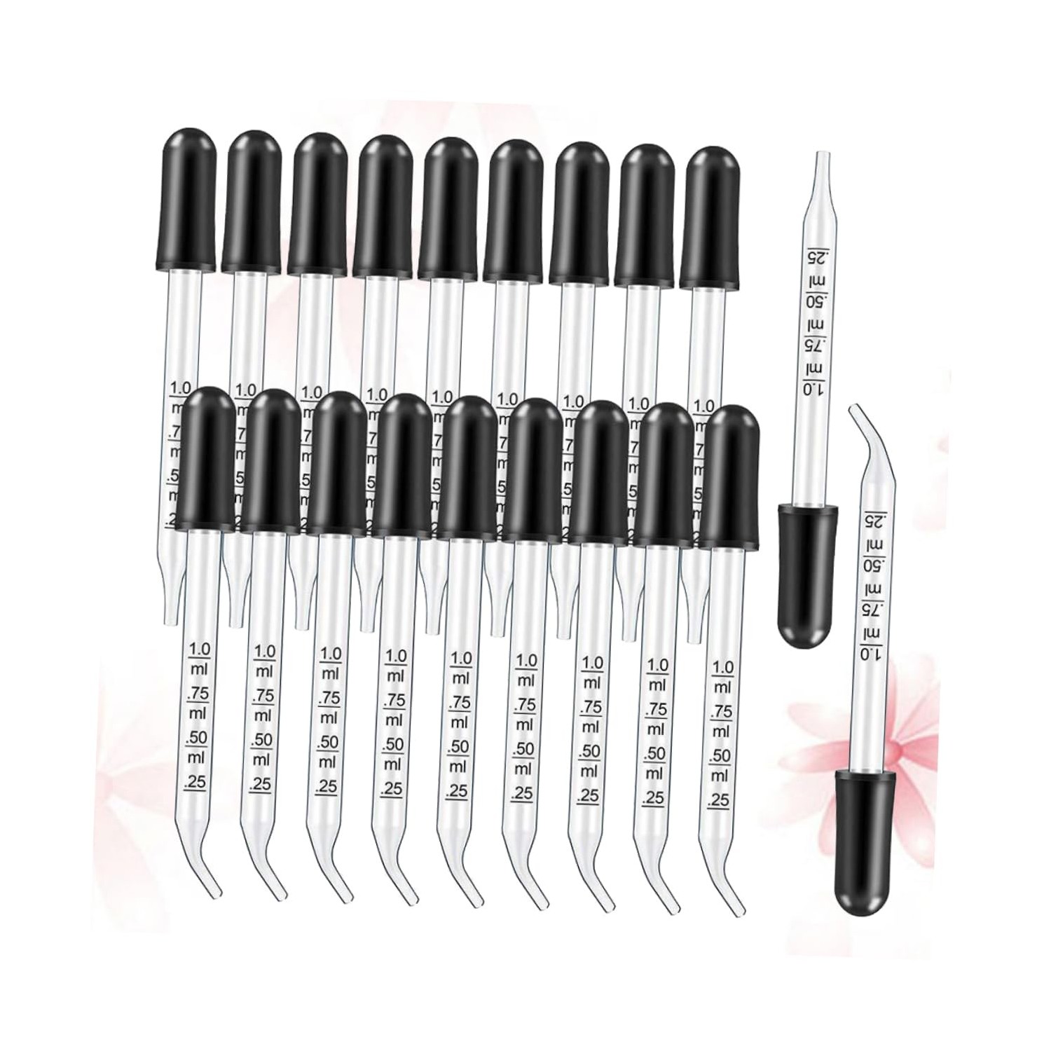 ULTECHNOVO 20pcs Dropper Tip Black Straws Pipette Eye Dropper Handle ...