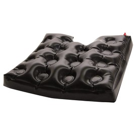 Skil-Care Foam Air Cushion with Coccyx Cutout, 18" W x 16" D x 2.5" H, Pressure-Relieving Seat Cushion with Air-Quilt Surface and High-Density Foam Base, Incontinent-Proof Vinyl Cover, Black