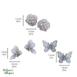 Set de Aretes Elegantes con Diseño de Rosas y Mariposas - Toque Sofisticado