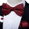 DiBanGu Silk Burgundy Red Satin Pre-Tied Bow Ties and Pocket