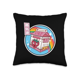 TOKYO WAVES Japanese Strawberry Milk Carton Kawaii Rainbow Anime Throw Pillow, 16x16, Multicolor