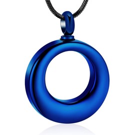 Minicremation Cremation Jewelry Urn Necklace for Ashes Stainless Steel Circle of Life Eternity Memorial Keepsake Urn Pendant for Ashes (Blue)