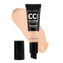 Palladio Full-Coverage Colour Correction CC Cream, Oil-Free with Peptides & Vitamin C, Ideal for Correcting Redness and Uneven Skin Tone, Buildable Foundation Coverage (Fair 12W)