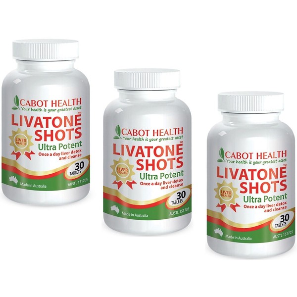 3 x 30 tablets CABOT HEALTH One-A-Day LIVATONE SHOTS Sandra Cleanse Detox