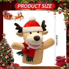PLUSHCEWT Christmas Hand Puppets Santa Snowman Reindeer Toy for Children Christmas Plush Doll Plush Toy with Movable Open Mouth for Storytelling Interactive Performance (A)