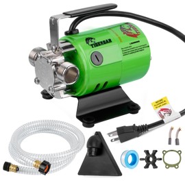 TIGEROAR Water Transfer Pump 115V Water Pump 330 GPH Utility Portable Electric with 6 ft. Suction Hose 0.1HP Rain Barrel Pump for Transferring from Ponds, Pools, Aquariums, Hot Tubs Green