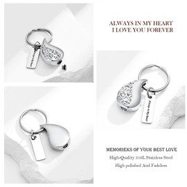 Cremation Urn Keychain Teardrop Cremation Urn Memorial Keychain Ashes Keychain Cremation Jewelry for Men Women of Loved One