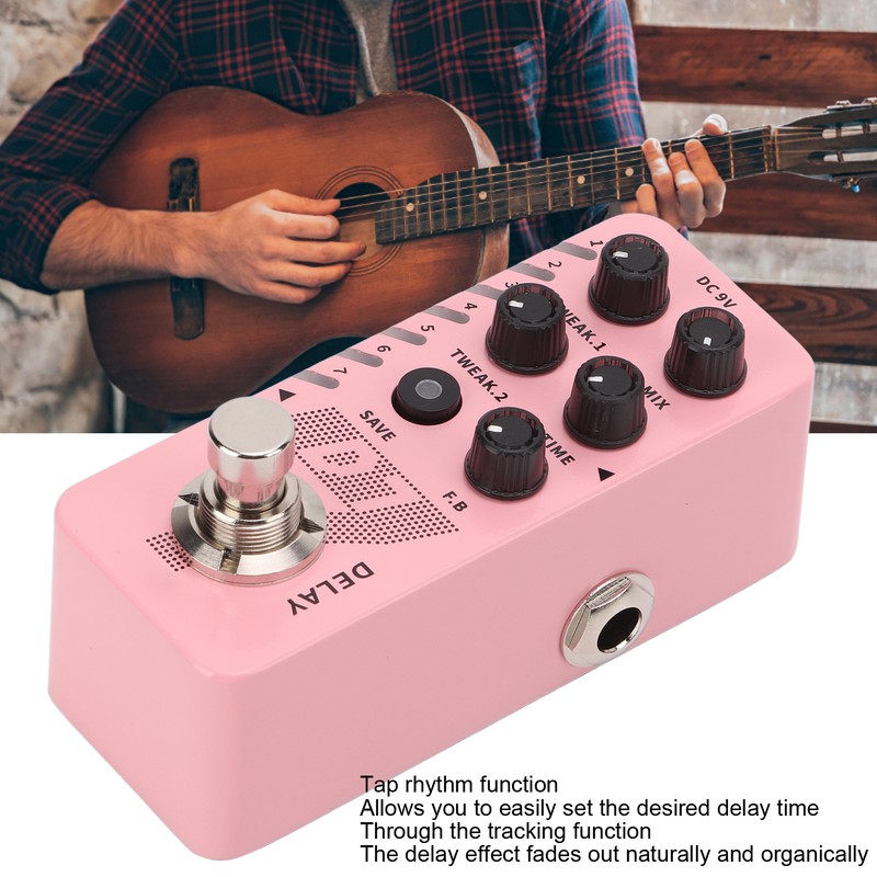 Digital Delay Pedal Metal Pink Guitar Looper Effect Pedals with