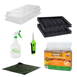SunBlaster Microgreen Growing Kit Includes Reusable microgreen Trays, Heat mat, 2" Vented Domes, Coco Coir, Spray Bottle, Pruner, Indoor Seed Starter kit, Indoor Gardening