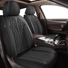 Full Set Car Seat Covers Fit for Hyundai Venue 2020-2023 2024 2025 Breathable Faux Leather Waterproof Seat Cushion with Airbag Compatible Automotive Interior Accessories (Black)-2 Rows 5 Seats