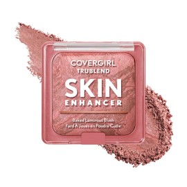 COVERGIRL TruBlend Skin Enhancer Baked Luminous Blush, with Hyaluronic Acid & White Rose Extract, Blends Seamlessly - Rose Latte (Nude with Pink Swirls)