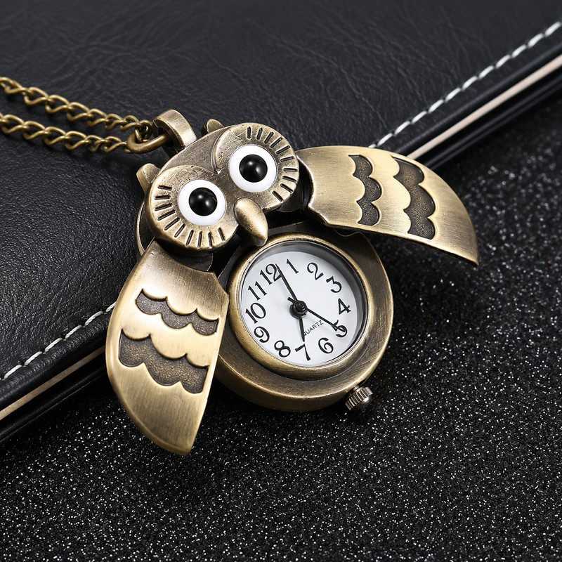 Vintage Owl Pocket Watch Necklace for Everyday Style – Opening
