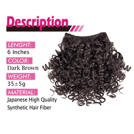 UAmy hair Spring Curl Bangs for Black Women Replaceable Curly Bangs with 2 BB Clips in Hairpieces Synthetic Curly Bangs for Daily Wear(Dark Brown)