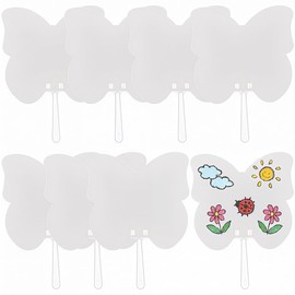 SOFPLATE 30 Sets Blank Paper Hand Fans Butterfly Paper Fans Unfinished White Church Handheld 10.3 x 6.7 Inch Insect Animal Shaped Cardstocks Kits Accessories for Crafting Drawing DIY Making Decoration