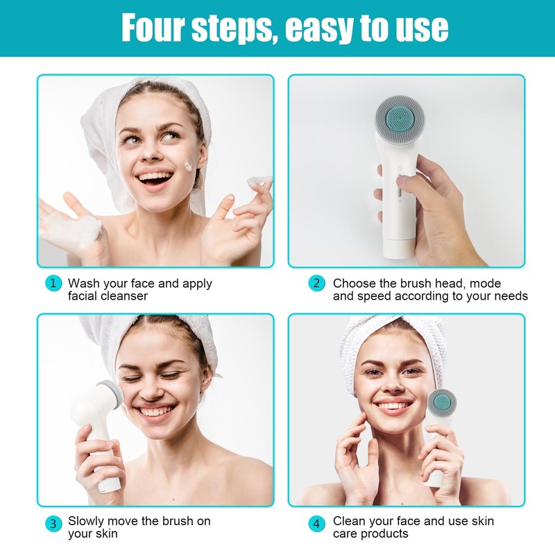 MYCARBON Electric Facial Cleansing Brush IPX7 White