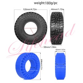 Lifehead 1.9 inch silicone insert tires - All Terrain Pliable Rubber Tires for 1/10 RC Crawler Car TRAXXAS TRX4 Axial SCX10 90046 SCX10 III AXI03007 Tamiya CC01 YK4102 RGT EX86130/4.7" Outer Diameter