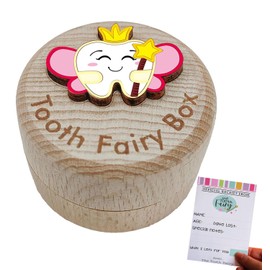 Baby Tooth Fairy Box, 3D Tooth Box Keepsake Holder for Lost Tooth Kids Gifts | Wooden Tooth Holder & Organizer - Pink