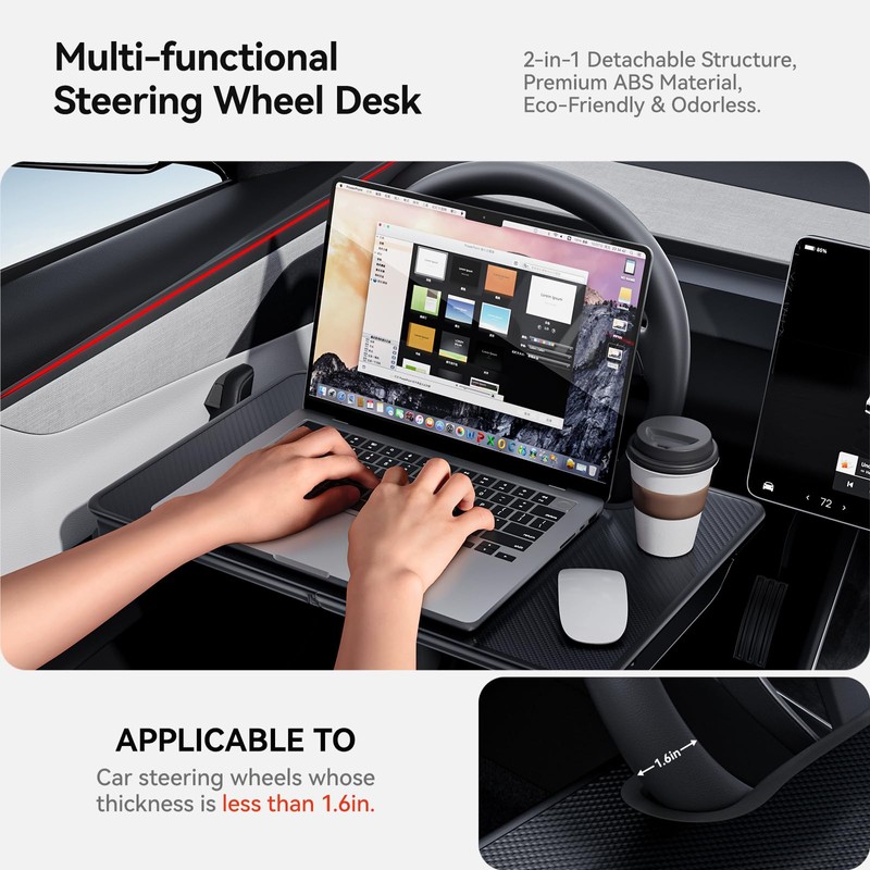 YONZEE 2-in-1 Car Steering Wheel Desk Tray & Car Seat