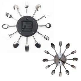 Linian 3D Removable Wall Clock Cutlery Kitchen Spoon Fork Wall Clock Modern Creative Cutlery Spoon and Fork Wall Clock