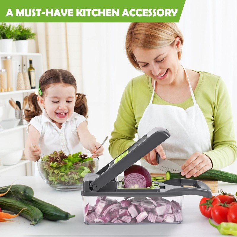 Vegetable Cutter, 16 in 1 Multifunctional Vegetable Cutter with 8