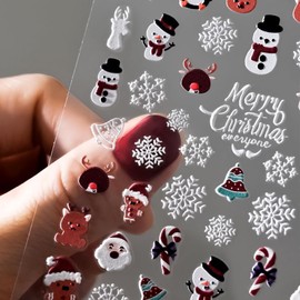 Christmas Nail Stickers Snowman Snowflakes Nail Decals 5D Embossed Nail Art Stickers Santa Claus Elk Penguin Xmas Tree Winter Nail Design Xmas Nail Art Supplies for Christmas DIY Nails Decorations
