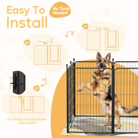 Simple Deluxe Dog Playpen, 24" Height 8-Panel Heavy-Duty Structure for Yard and Camping, Designed Specifically for Indoor and Outdoor Activities of Puppies/Small Dogs, Black