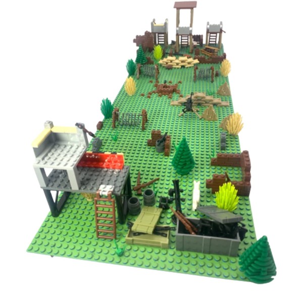 General Jim's Custom Battle Scene 2 Building Block Toy Playset 534 Piece Accessory Set Includes Buildings, Weapons, Barbwire and Much More - for Teens and Adults
